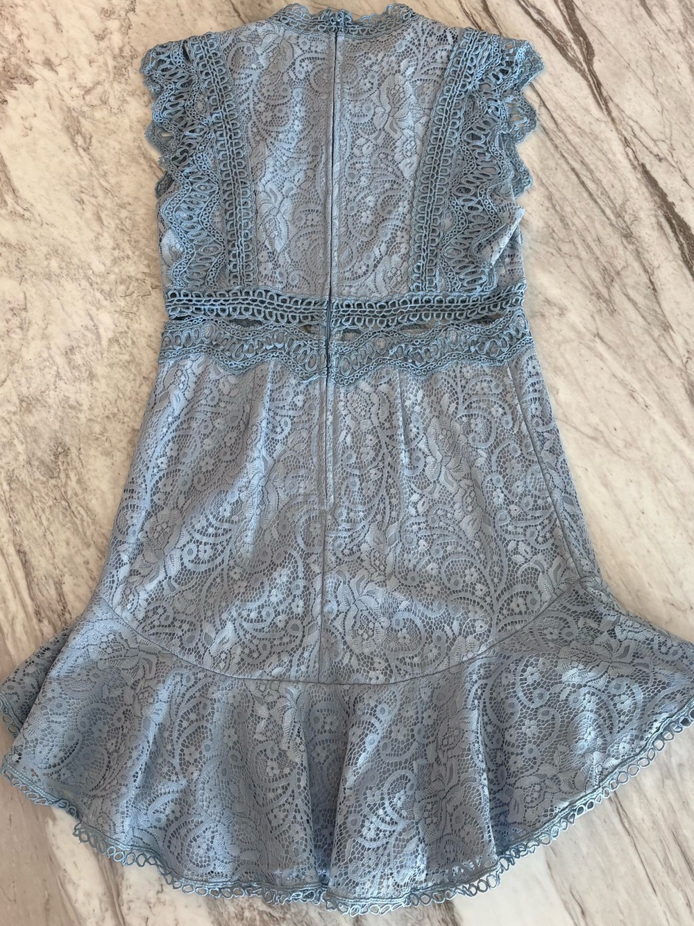 Light Blue Lace Ruffled Dress - Picture 5 of 5
